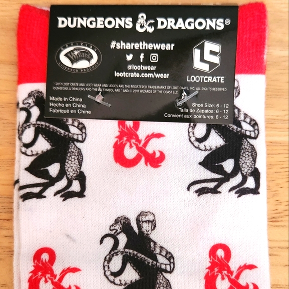 Dungeons & Dragons Novelty Socks, Unisex size 8-12 - Picture 3 of 3